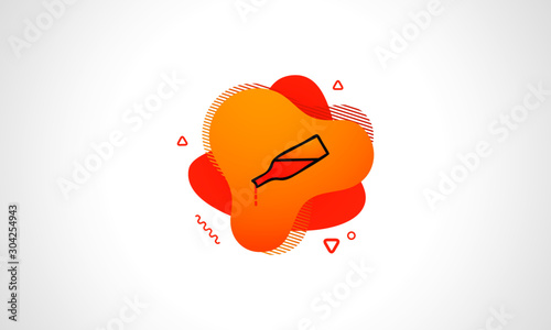 drink bottle icon isolated on white background. Restaurant and Kitchen icon. Abstract banner with liquid shapes. Vector Illustration
