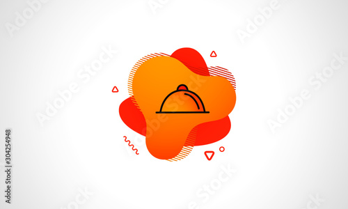 movable food cover icon isolated on white background. Restaurant and Kitchen icon. Abstract banner with liquid shapes. Vector Illustration