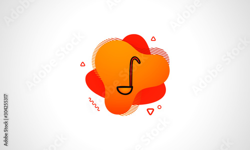 vegetable ladle icon isolated on white background. Restaurant and Kitchen icon. Abstract banner with liquid shapes. Vector Illustration