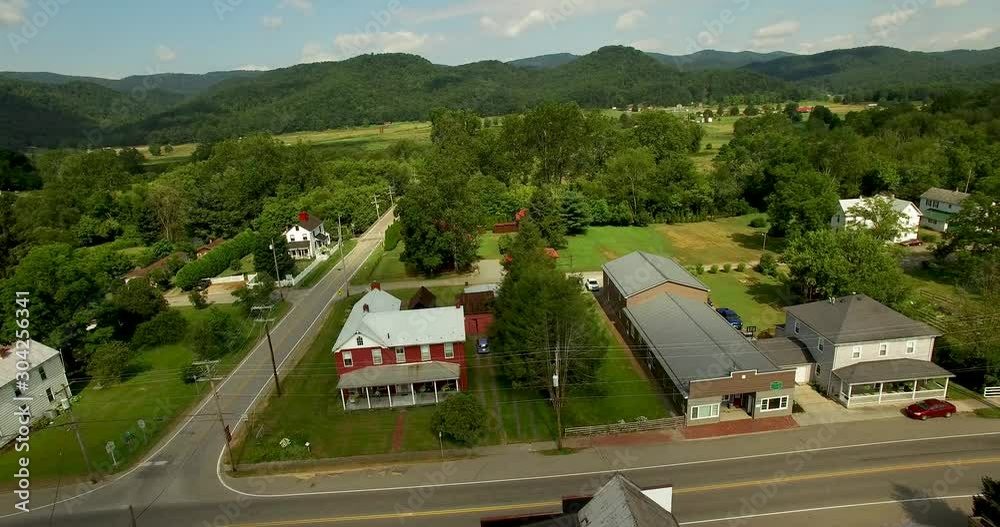 Trucking motion to right showing Beverly West Virginia and its