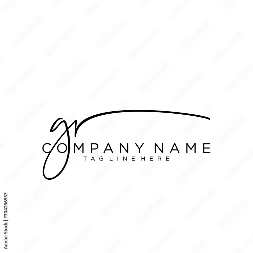 Initial letter GR Signature handwriting Logo Vector	 - obrazy, fototapety, plakaty 