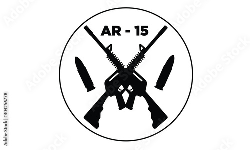 A vector Icon of an assault rifle. Assault rifle illustration Icon. Automatic fire rifle. Ban guns. photo