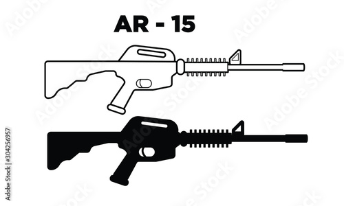 A vector Icon of an assault rifle. Assault rifle illustration Icon. Automatic fire rifle. Ban guns.