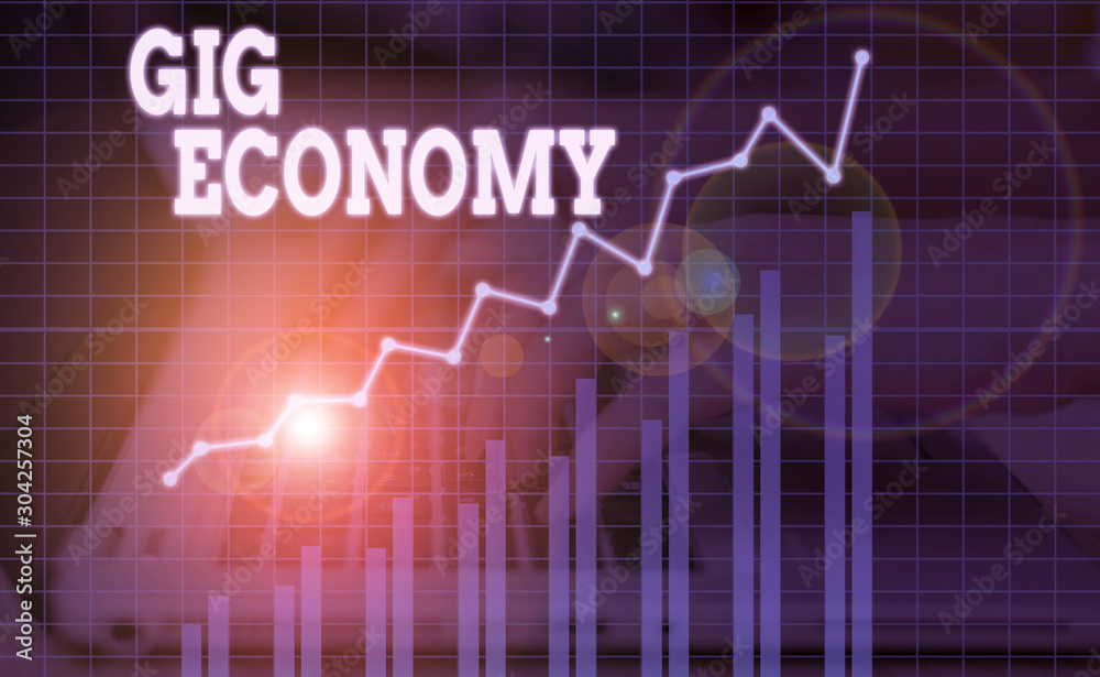 Word writing text Gig Economy. Business photo showcasing free market system in which temporary positions are common Word writing text Gig Economy. Business photo showcasing free market system in which temporary positions are common