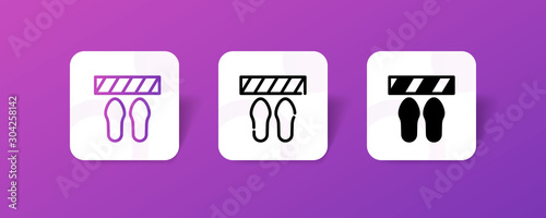 foot step boarder outline and solid icon in smooth gradient background button