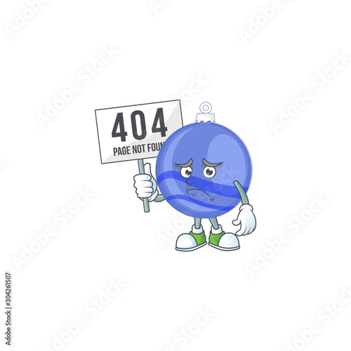 Blue christmas ball cartoon with mascot pouting bring board