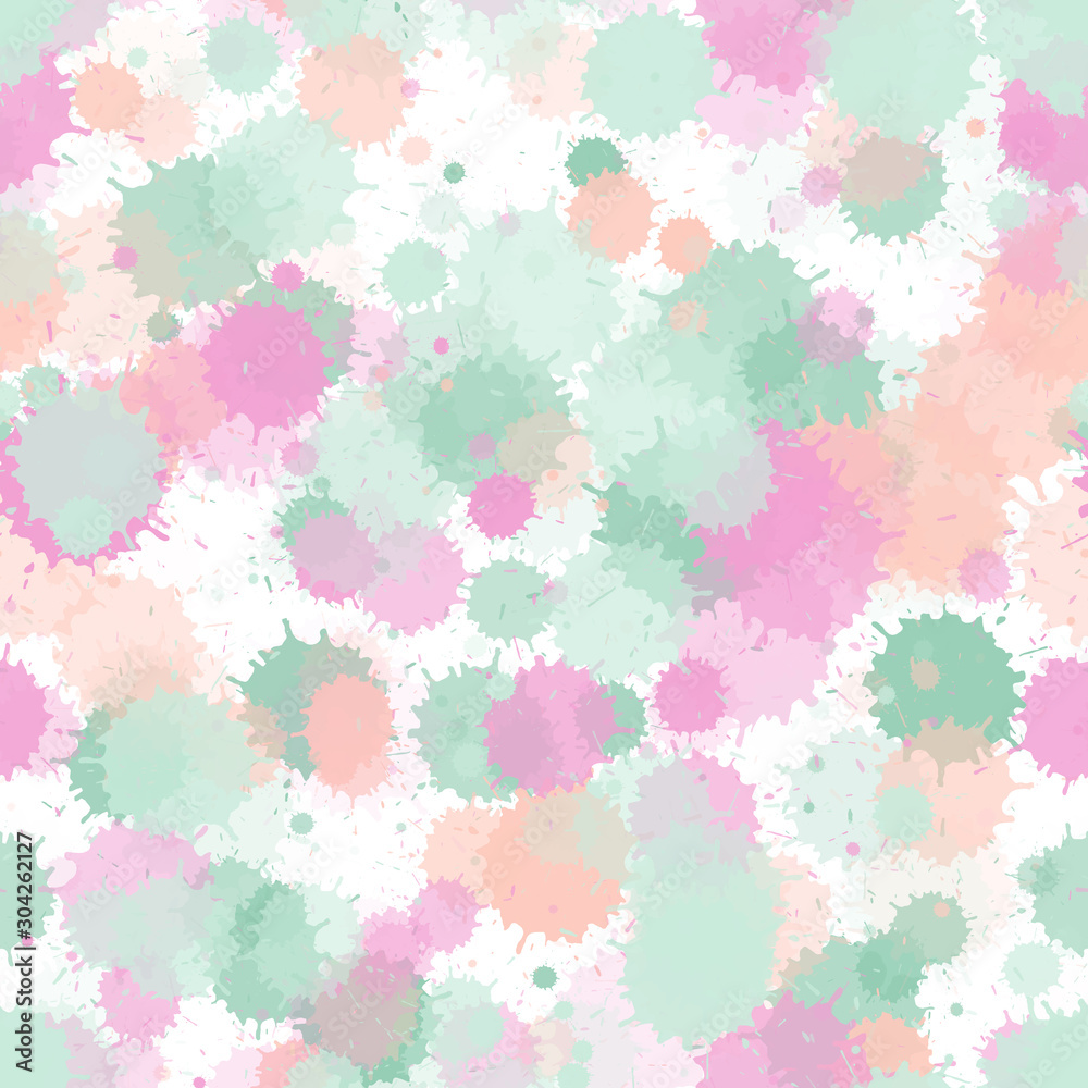 Watercolor paint transparent stains vector seamless wallpaper pattern.