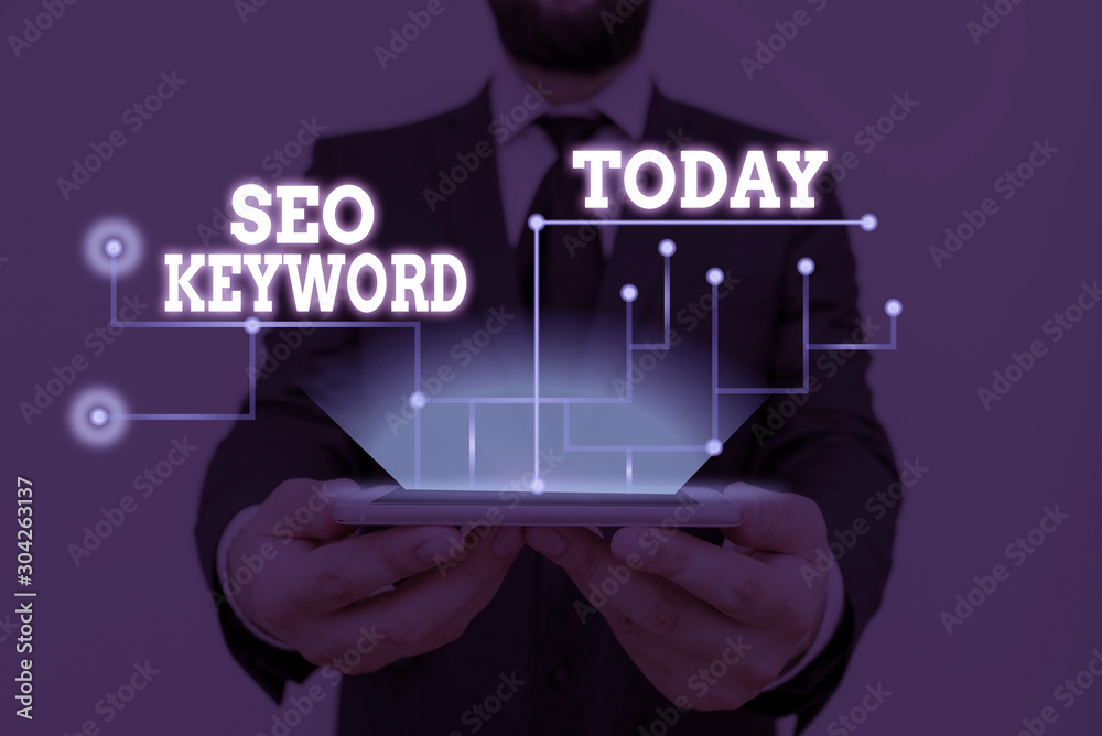 Conceptual hand writing showing Seo Keyword. Concept meaning phrases in your web content that help showing find your site Conceptual hand writing showing Seo Keyword. Concept meaning phrases in your web content that help showing find your site