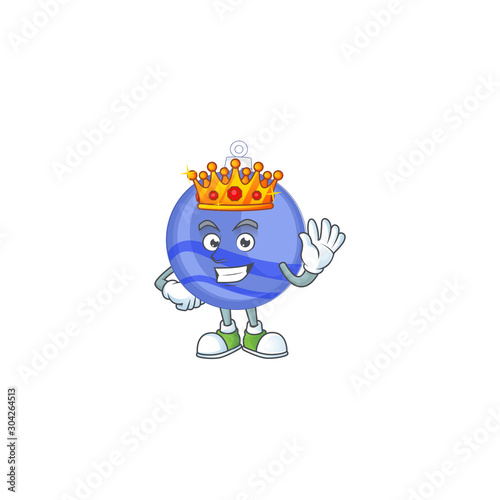 Mascot king in the cartoon blue christmas ball