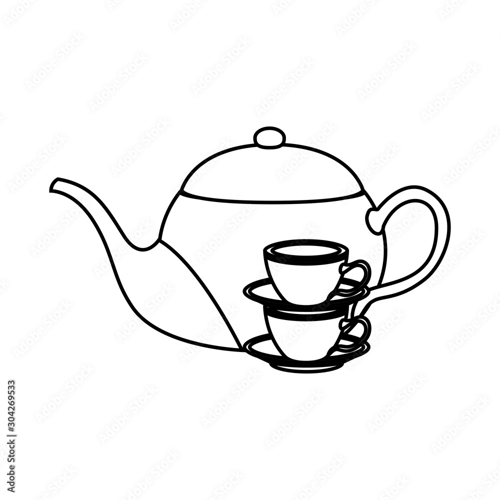 Isolated tea kettle and cups vector design Isolated tea kettle and cups vector design
