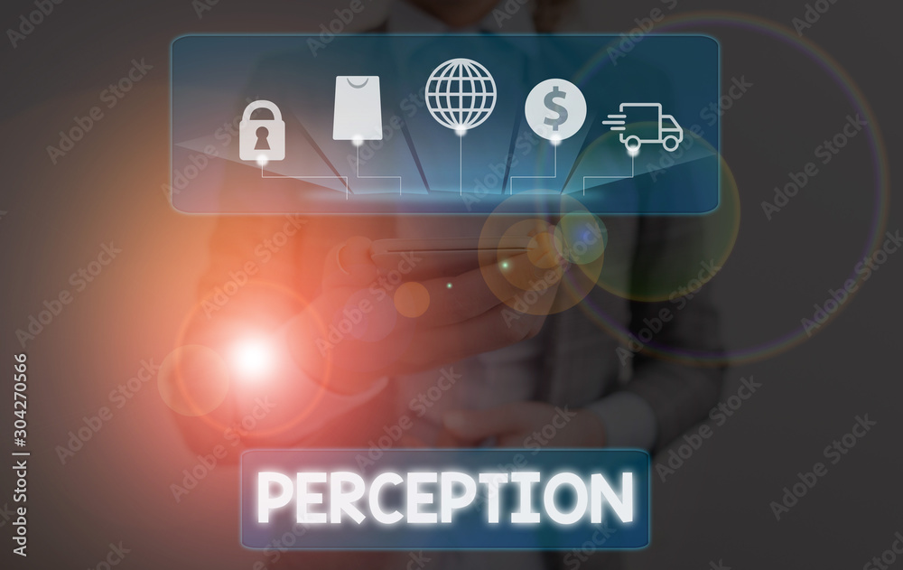 Conceptual hand writing showing Perception. Concept meaning individuals organize and interpret their sensory impressions Conceptual hand writing showing Perception. Concept meaning individuals organize and interpret their sensory impressions