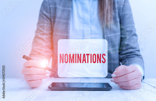 Cuadro en lienzo Text sign showing Nominations