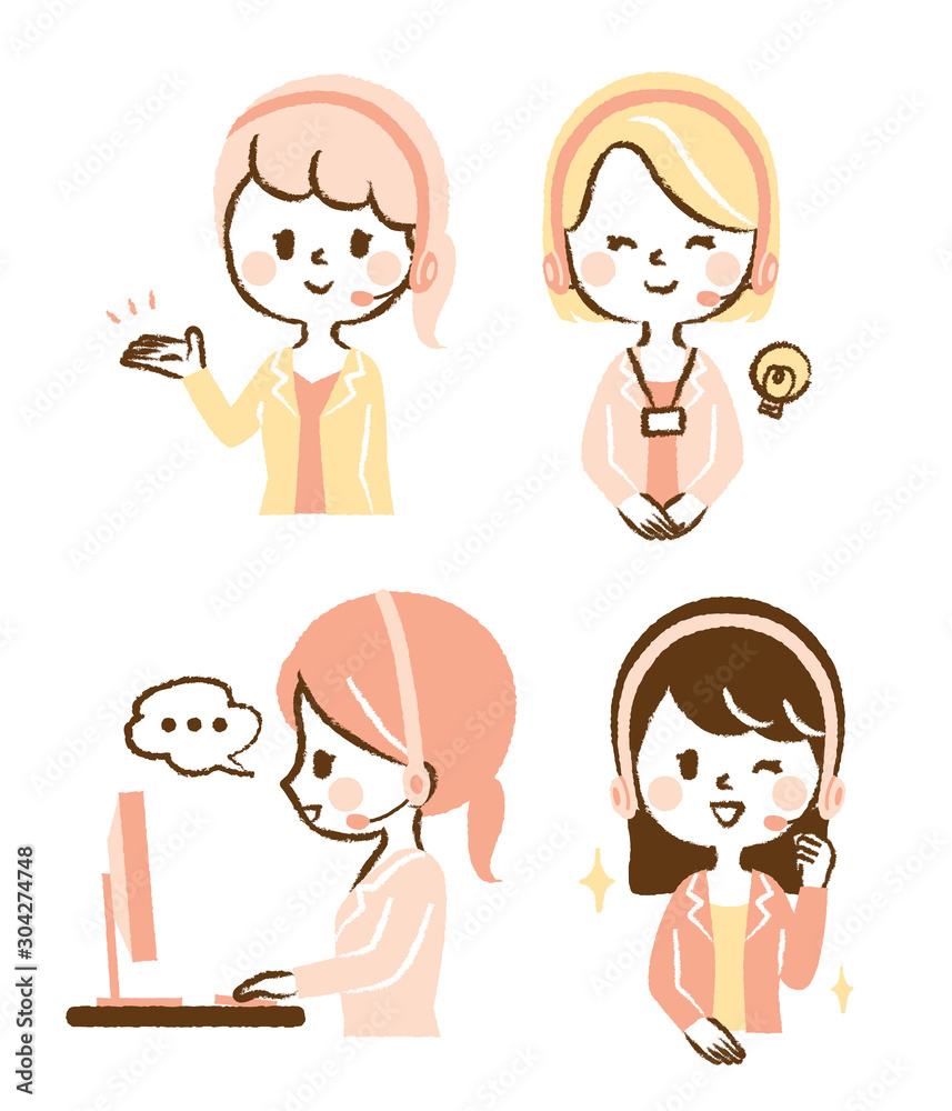 Illustration of operator consultant woman Illustration of operator consultant woman
