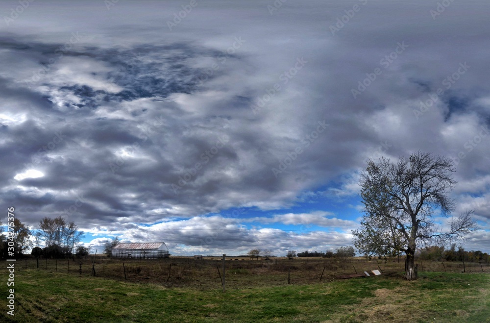 landscape with blue sky and clouds