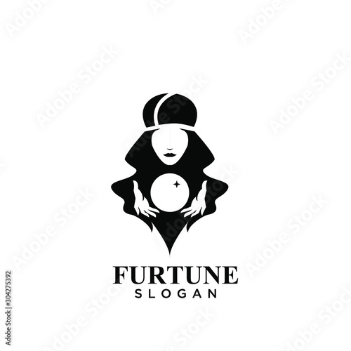 lady fortune teller logo icon design vector illustration