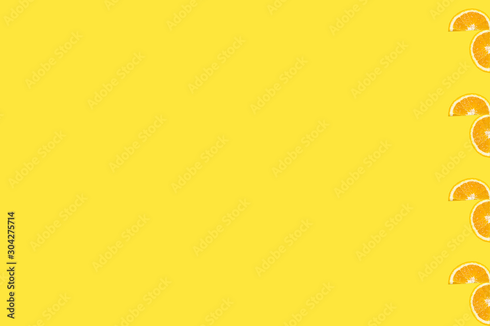 Fresh orange background; orange on yellow background Fresh orange background; orange on yellow background
