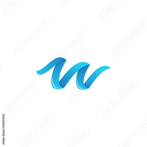abstract letter W wave vector logo template