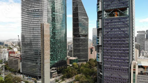 Drone view of the tallest skyscrapers in Mexico City