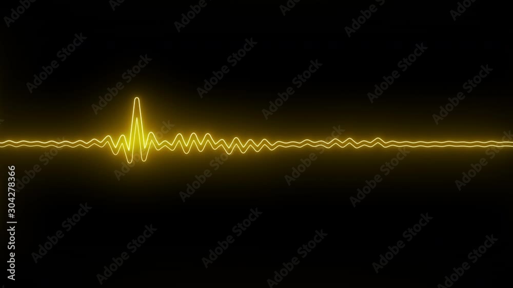 Yellow abstract effect of animated fluorescent disco sound frequency double line wave - looped