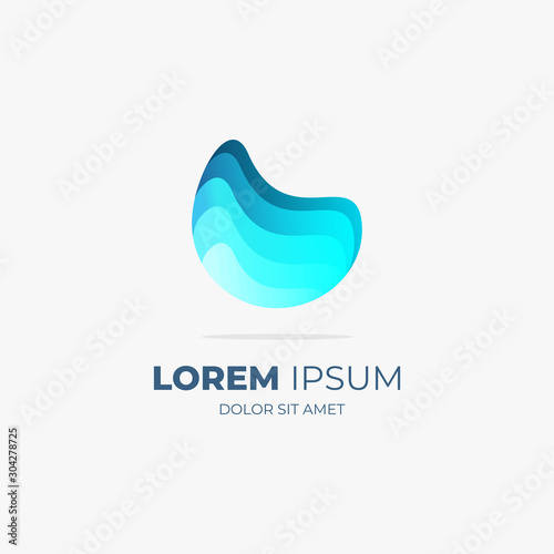 Vector abstract blue swirl logo design elements for company branding and redesign. Origami paper style, flat, line art gradient modern and futuristic.