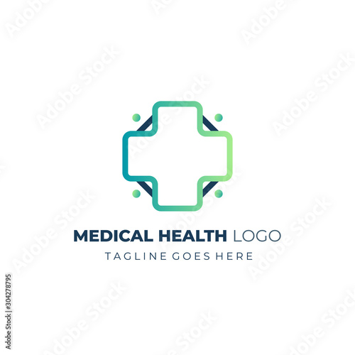Medical health logo with modern gradient style fresh and futuristic. Adaptable for medical brand, hospital rebranding and trademark. Ready to use. Vector Illustration EPS 10