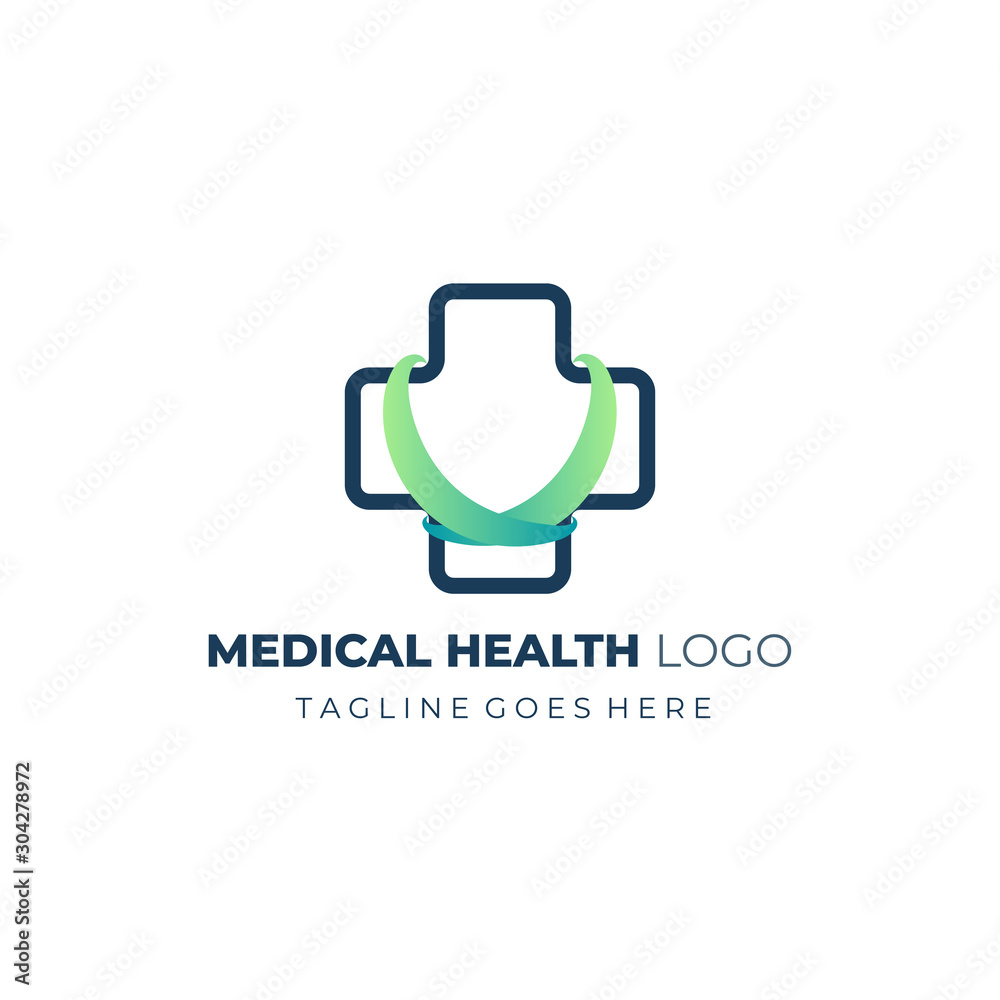 Medical health logo with modern gradient style fresh and futuristic. Adaptable for medical brand, hospital rebranding and trademark. Ready to use. Vector Illustration EPS 10