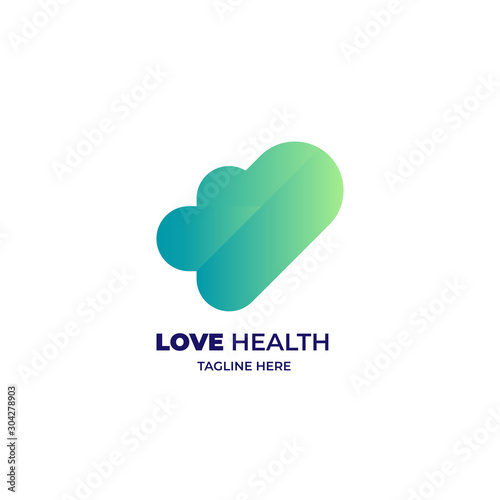 Health and love logo with modern gradient style fresh and futuristic. Adaptable for medical brand, hospital rebranding. Ready to use. Vector Illustration EPS 10