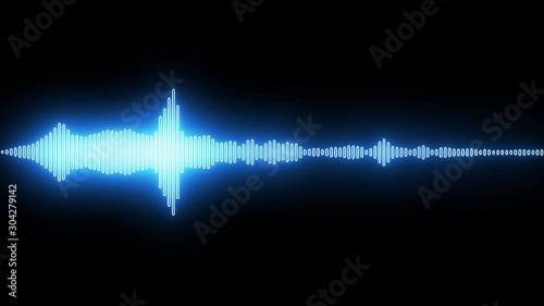 Blue glowing disco rhythm equalizing sound wave graphic - looped