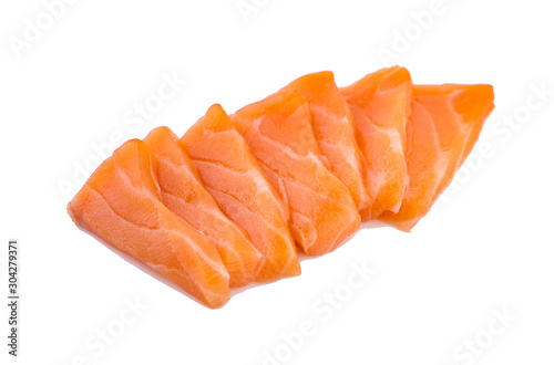 Slices of Raw Salmon Fillet an Isolated on White Background