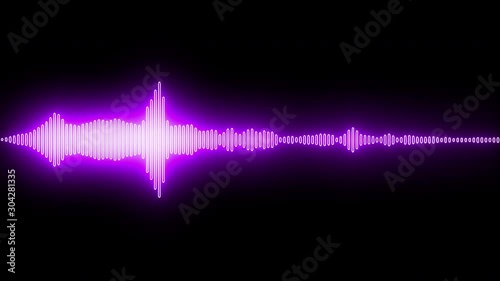 Purple song recording glowing radio frequency wave on a black background - looped