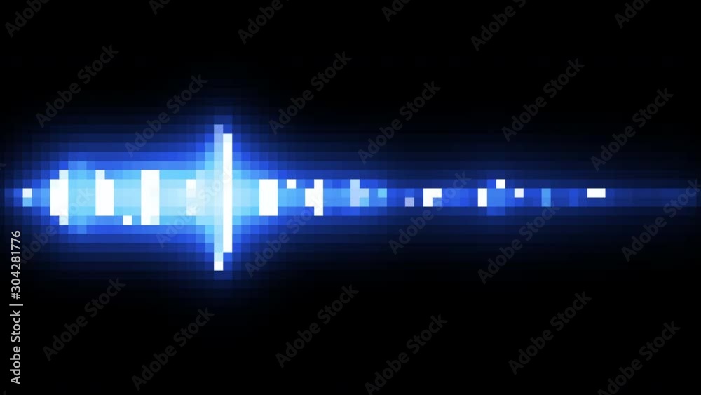 Blue disco effect pixelated light abstract voice recording frequency sound wave graph - looped