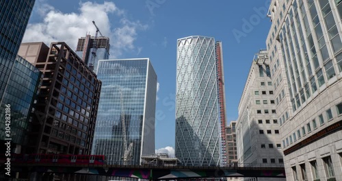 dockland commuters business people london buildings
