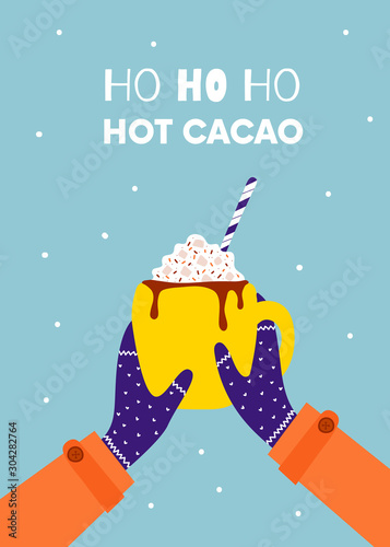 Winter banner with hot drink