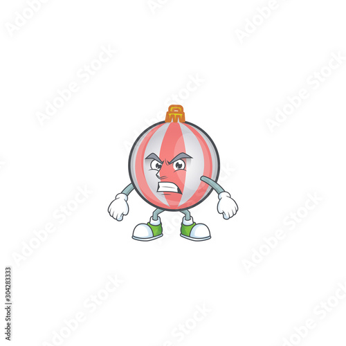 Cute christmas ball cartoon with annoyed mascot