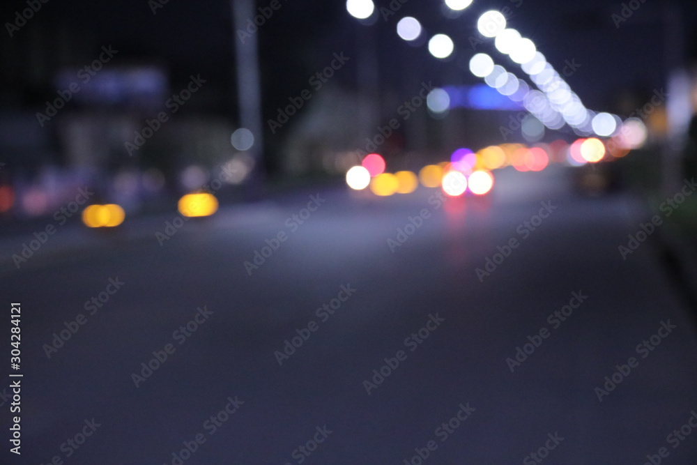 Bokeh road background with lots of lights