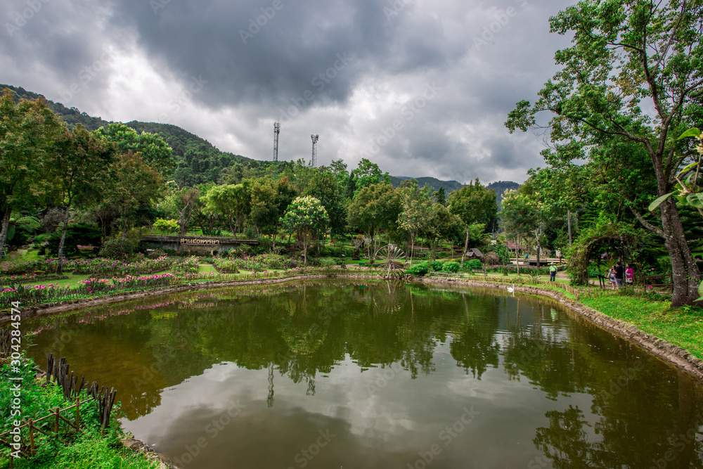 Landmark tourist attractions in Chiang Mai,Thailand(Royal Agricultural Station Inthanon),beautiful garden decoration, with a variety of flowers,for tourists to take picture according to the tourist Landmark tourist attractions in Chiang Mai,Thailand(Royal Agricultural Station Inthanon),beautiful garden decoration, with a variety of flowers,for tourists to take picture according to the tourist