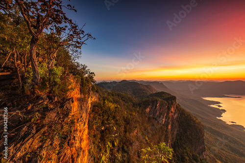 Morning at Pha Daeng Luang viewpoint, Mae Ping national park, Lamphun province, Thailand.