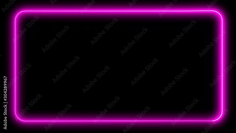 Retro design sign template with a glowing pink neon frame on a black background - looped Retro design sign template with a glowing pink neon frame on a black background - looped