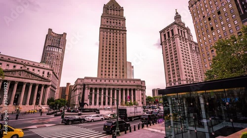 New County Supreme Court, Thurgood Marshall United States Courthouse and New York City Hall time lapse
