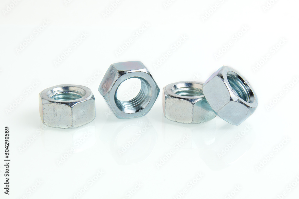 steel nuts isolated on white background steel nuts isolated on white background