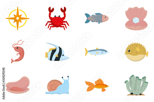 Isolated sea icon set vector design