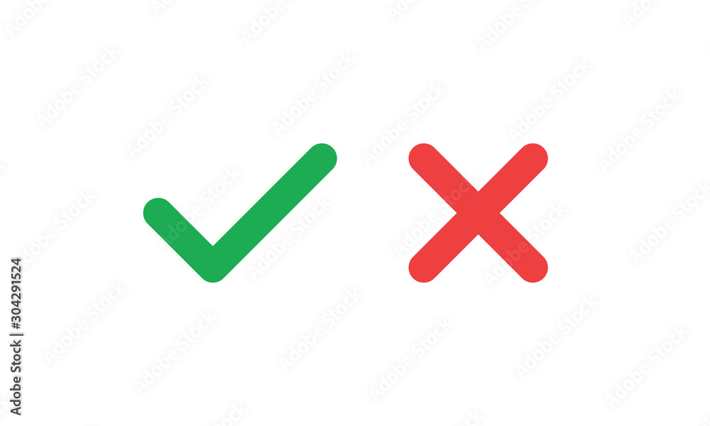 Check marks. Tick and cross vector icons. Yes and No symbols. Check marks. Tick and cross vector icons. Yes and No symbols.