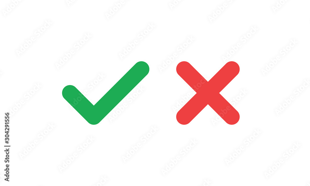 Check marks. Tick and cross vector icons. Yes and No symbols. Check marks. Tick and cross vector icons. Yes and No symbols.