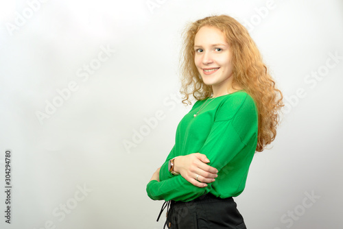 portrait happy young woman isolated