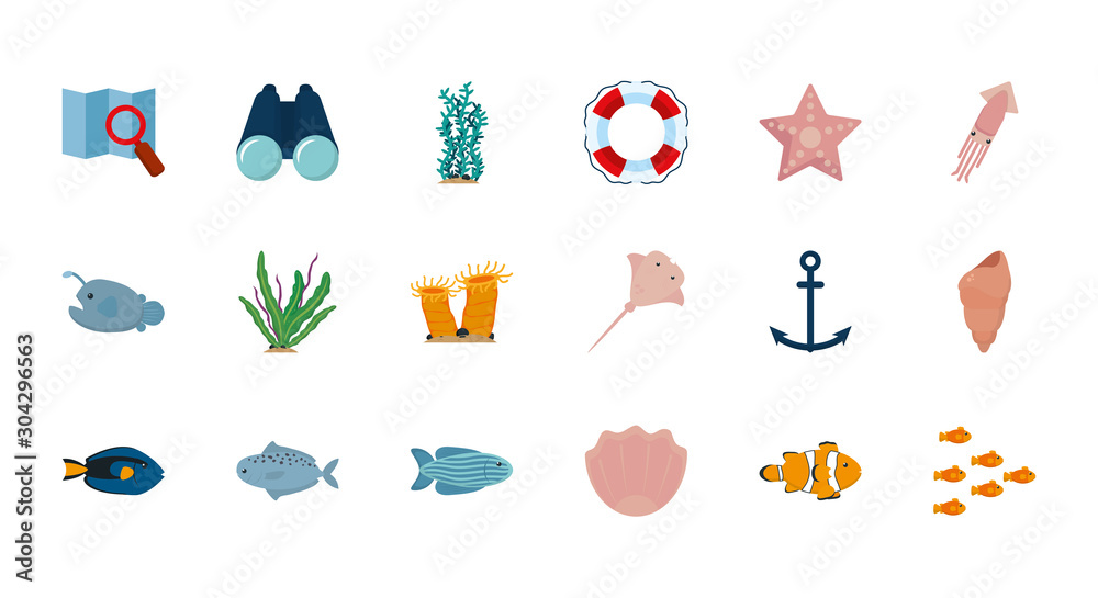 Isolated sea icon set vector design