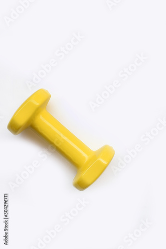 close up of dumbbell isolated on white background 