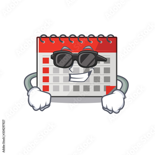 Character calendar isolated with in cartoon super cool