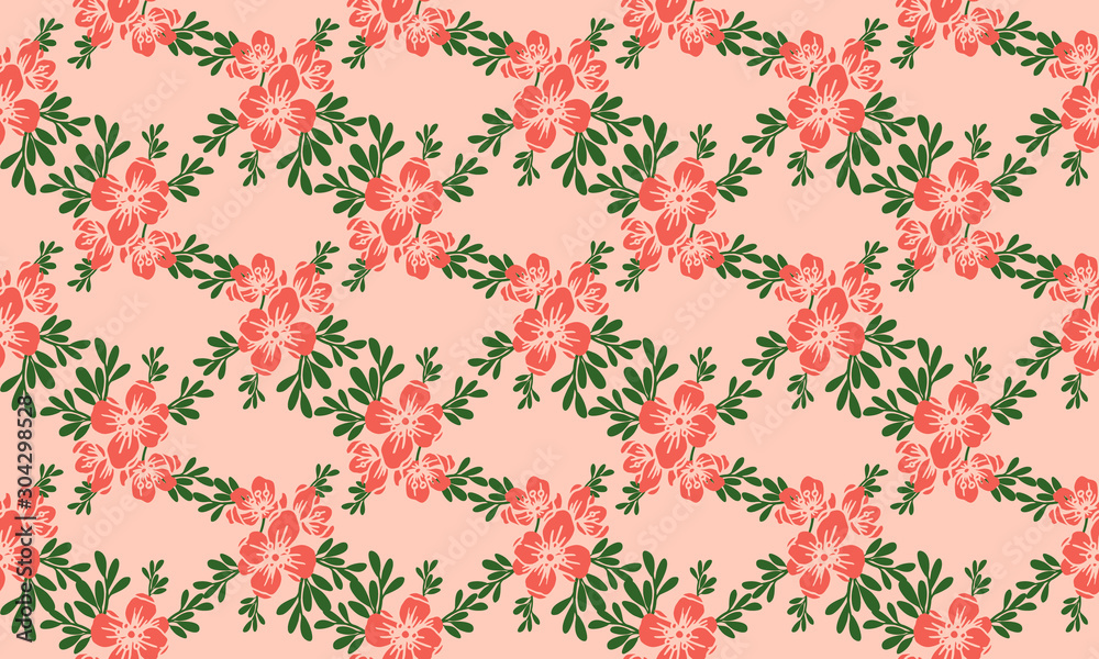 Seamless floral pattern background, with peach flower. Seamless floral pattern background, with peach flower.