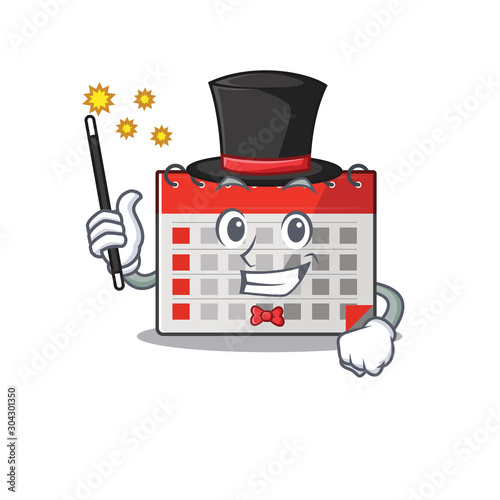 Mascot calendar with the a cartoon magician