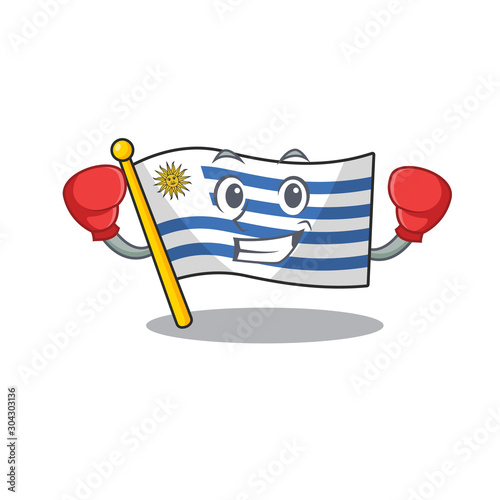 Boxing cartoon flag uruguay in with mascot